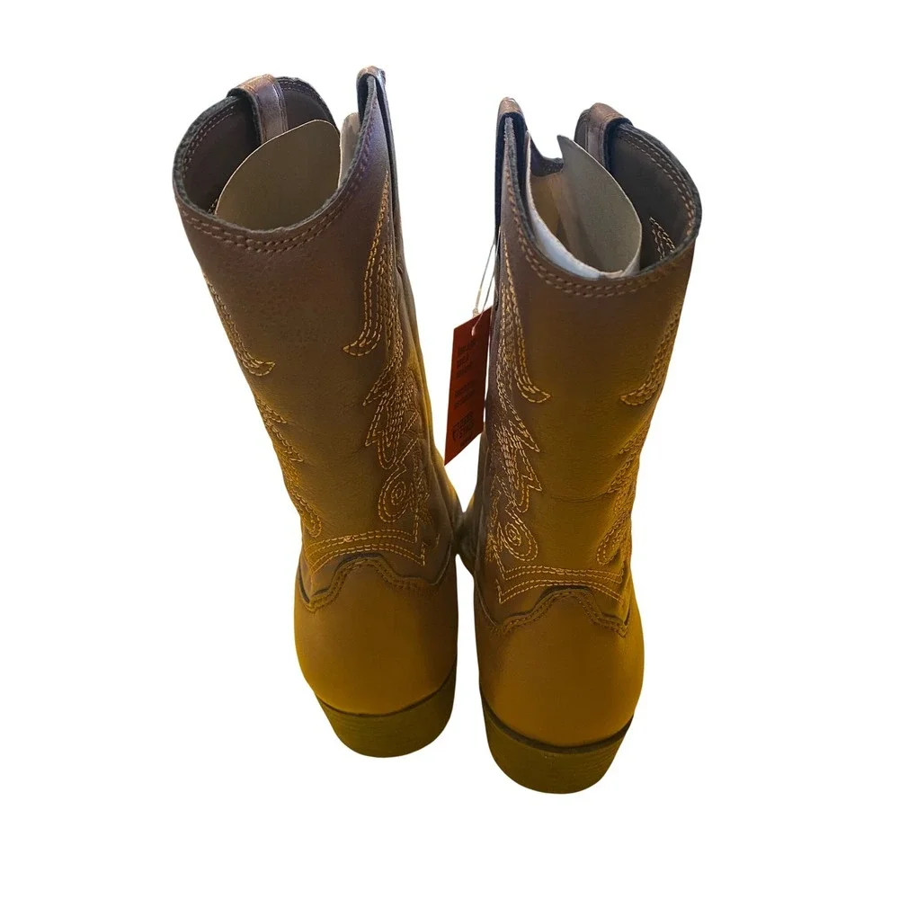 Deer Stags Ranch Kids Western Cowboy Boots Dark Brown‎ Size 4 Big Kid